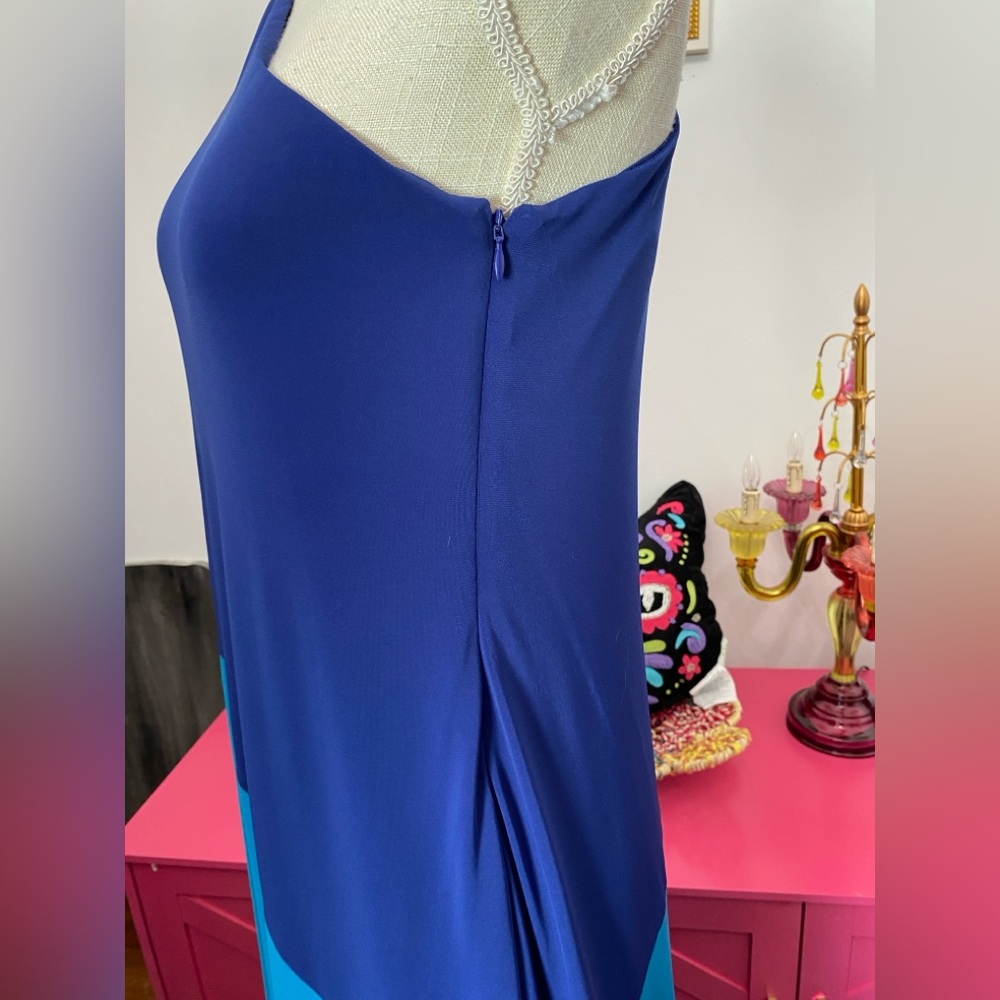 ❌SOLD❌HALSTON AJA GOWN SAPPHIRE BLUE TEAL ONE ARM LONG SLEEVE SOLD OUT SIZE 8 - Picture 10 of 12